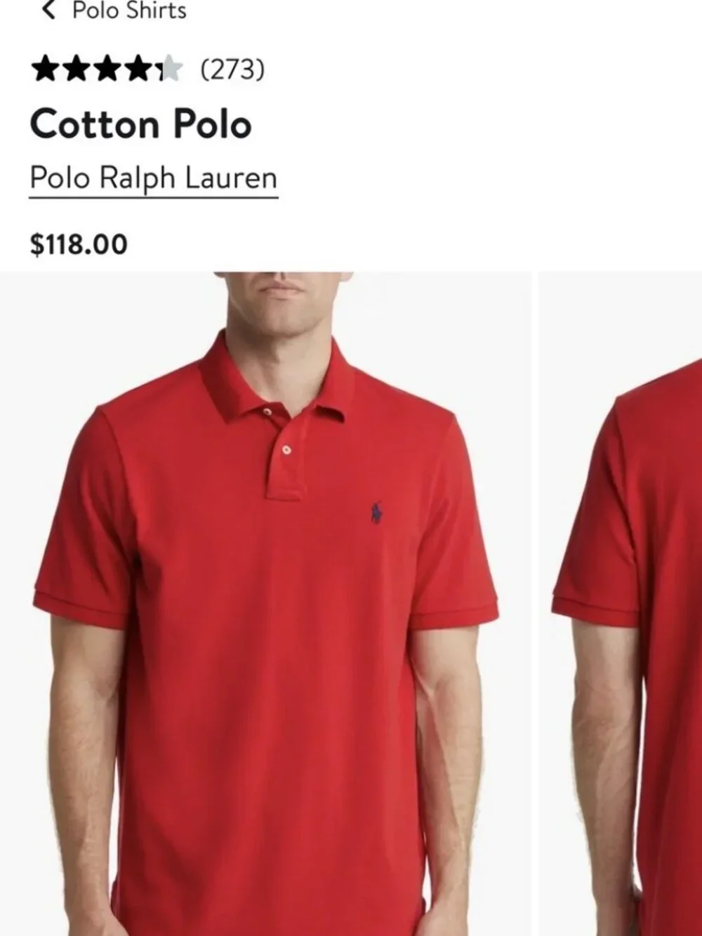 Polo Ralph Lauren Custom Fit Polo Red Large 100% Cotton $118